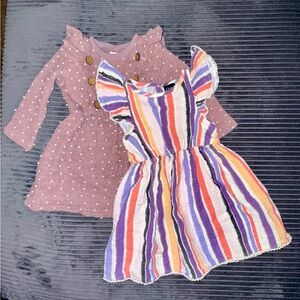 3T Colorful Striped and Polka Dot Kids Dress Twirl Bundle